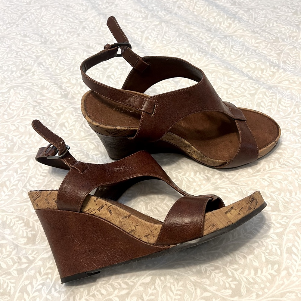 Brand new brown wedge sandal. Size 8